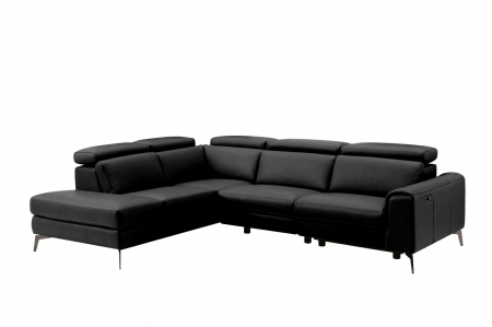 Coltar BALTIC, 3 locuri cu recliner electric dreapta si sezlong pe stanga, tetiere reglabile, port USB, Piele naturala Italiana, 291x221 cm [1]