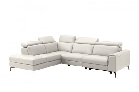 Coltar BALTIC, 3 locuri cu recliner electric dreapta si sezlong pe stanga, tetiere reglabile, port USB, Piele naturala Italiana, 291x221 cm [2]