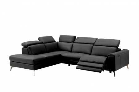 Moduláris kanapék - Coltar BALTIC, 3 locuri cu recliner electric dreapta si sezlong pe stanga, tetiere reglabile, port USB, Piele naturala Italiana, 291x221 cm
