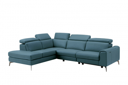 Coltar BALTIC, 3 locuri cu recliner electric dreapta si sezlong pe stanga, tetiere reglabile, port USB, Piele naturala Italiana, 291x221 cm [2]