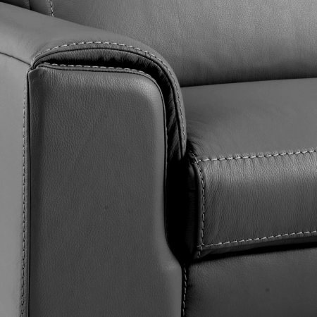 Coltar BALTIC, 3 locuri cu recliner electric dreapta si sezlong pe stanga, tetiere reglabile, port USB, Piele naturala Italiana, 291x221 cm [6]