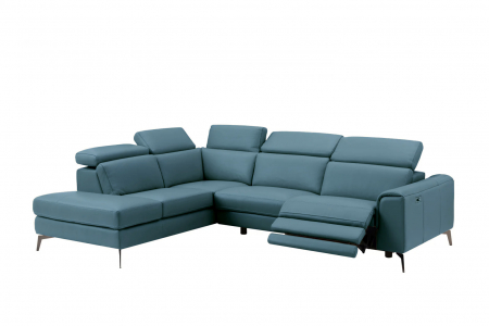 Coltar BALTIC, 3 locuri cu recliner electric dreapta si sezlong pe stanga, tetiere reglabile, port USB, Piele naturala Italiana, 291x221 cm [0]