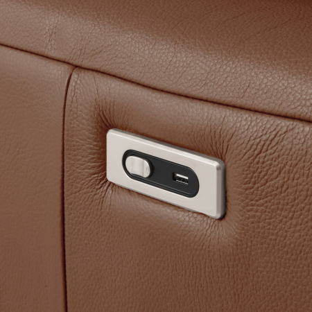 Coltar BALTIC, 3 locuri cu recliner electric dreapta si sezlong pe stanga, tetiere reglabile, port USB, Piele naturala Italiana, 291x221 cm [4]