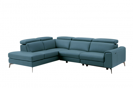 Coltar BALTIC, 3 locuri cu recliner electric dreapta si sezlong pe stanga, tetiere reglabile, port USB, Piele naturala Italiana, 291x221 cm [1]