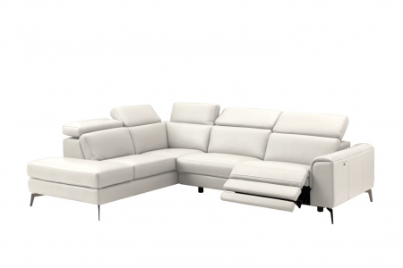 Coltar BALTIC, 3 locuri cu recliner electric dreapta si sezlong pe stanga, tetiere reglabile, port USB, Piele naturala Italiana, 291x221 cm [0]