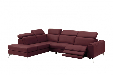 Coltar BALTIC, 3 locuri cu recliner electric dreapta si sezlong pe stanga, tetiere reglabile, port USB, Piele naturala Italiana, 291x221 cm [0]