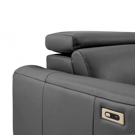 Coltar BALTIC, 3 locuri cu recliner electric dreapta si sezlong pe stanga, tetiere reglabile, port USB, Piele naturala Italiana, 291x221 cm [3]