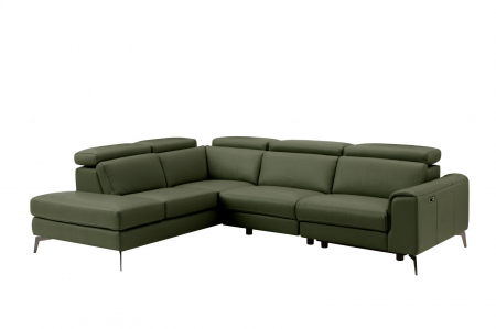 Coltar BALTIC, 3 locuri cu recliner electric dreapta si sezlong pe stanga, tetiere reglabile, port USB, Piele naturala Italiana, 291x221 cm [1]