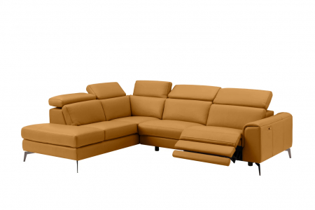Coltar BALTIC, 3 locuri cu recliner electric dreapta si sezlong pe stanga, tetiere reglabile, port USB, Piele naturala Italiana, 291x221 cm [0]
