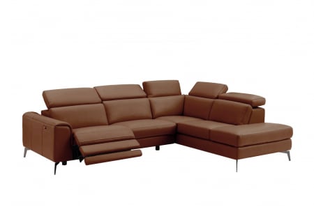Coltar BALTIC, 3 locuri cu recliner electric stang si sezlong pe dreapta, tetiere reglabile, port USB, Piele naturala Italiana, 291x221 cm [0]