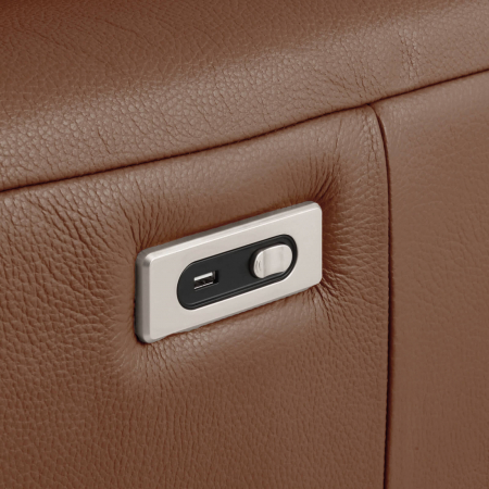 Coltar BALTIC, 3 locuri cu recliner electric stang si sezlong pe dreapta, tetiere reglabile, port USB, Piele naturala Italiana, 291x221 cm [4]