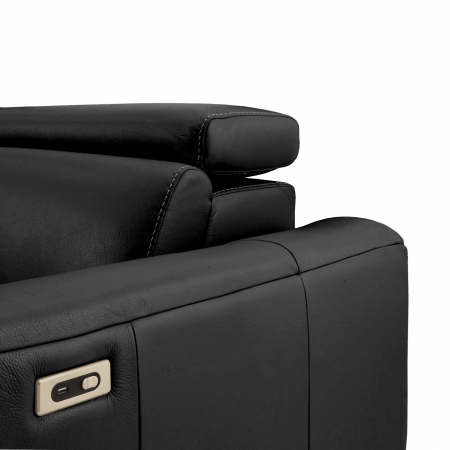 Coltar BALTIC, 3 locuri cu recliner electric stang si sezlong pe dreapta, tetiere reglabile, port USB, Piele naturala Italiana, 291x221 cm [3]