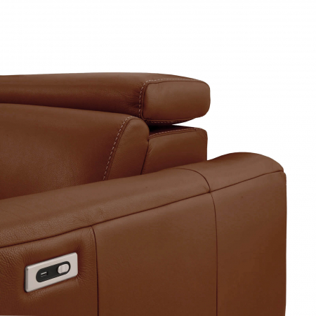 Coltar BALTIC, 3 locuri cu recliner electric stang si sezlong pe dreapta, tetiere reglabile, port USB, Piele naturala Italiana, 291x221 cm [3]