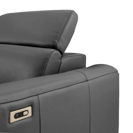 Coltar BALTIC, 3 locuri cu recliner electric stang si sezlong pe dreapta, tetiere reglabile, port USB, Piele naturala Italiana, 291x221 cm [5]