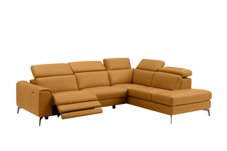 Coltar BALTIC, 3 locuri cu recliner electric stang si sezlong pe dreapta, tetiere reglabile, port USB, Piele naturala Italiana, 291x221 cm [0]
