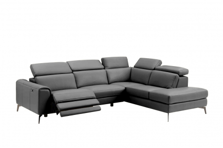 Coltar BALTIC, 3 locuri cu recliner electric stang si sezlong pe dreapta, tetiere reglabile, port USB, Piele naturala Italiana, 291x221 cm [0]