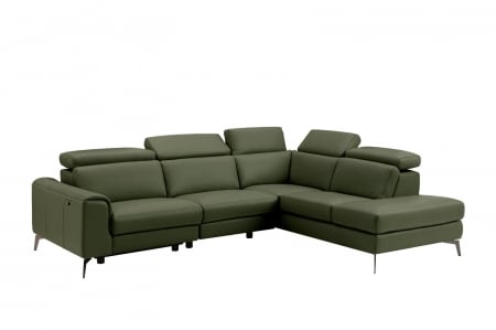 Coltar BALTIC, 3 locuri cu recliner electric stang si sezlong pe dreapta, tetiere reglabile, port USB, Piele naturala Italiana, 291x221 cm [2]