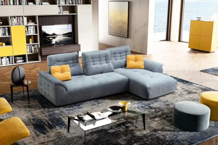 Canapele Stofa - Colțar FELIX, 3 locuri, cu spătare mobile și șezlong pe dreapta, 304/168 cm, stofă