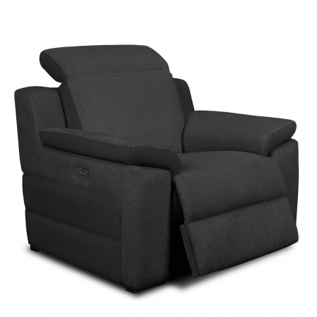 Szövetkanapék - Fotoliu VENTADOR, recliner electric, stofa bicolora italiana, 102x100 cm