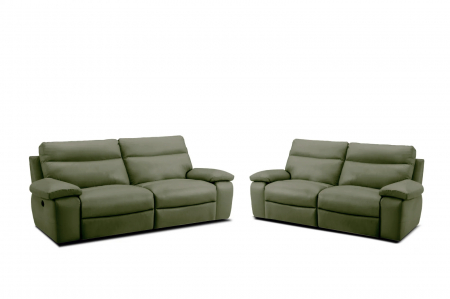Set 2 canapele CASANOVA, canapea 3 locuri cu 2 reclinere electrice, 220x94 cm si canapea 2 locuri fara reclinere, 172x94 cm, Piele naturala Italiana [1]
