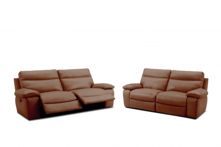 Set 2 canapele CASANOVA, canapea 3 locuri cu 2 reclinere electrice, 220x94 cm si canapea 2 locuri fara reclinere, 172x94 cm, Piele naturala Italiana [0]