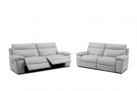 Set 2 canapele CASANOVA, canapea 3 locuri cu 2 reclinere electrice, 220x94 cm si canapea 2 locuri fara reclinere, 172x94 cm, Piele naturala Italiana [0]