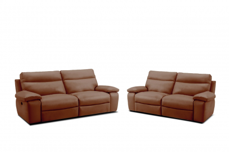 Set 2 canapele CASANOVA, canapea 3 locuri cu 2 reclinere electrice, 220x94 cm si canapea 2 locuri fara reclinere, 172x94 cm, Piele naturala Italiana [1]