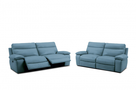Set 2 canapele CASANOVA, canapea 3 locuri cu 2 reclinere electrice, 220x94 cm si canapea 2 locuri fara reclinere, 172x94 cm, Piele naturala Italiana [0]