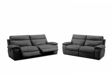 Moduláris kanapék - Set 2 canapele CASANOVA, canapea 3 locuri cu 2 reclinere electrice, 220x94 cm si canapea 2 locuri fara reclinere, 172x94 cm, Piele naturala Italiana
