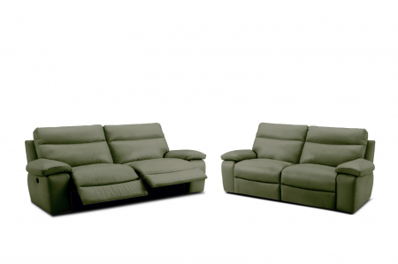 Set 2 canapele CASANOVA, canapea 3 locuri cu 2 reclinere electrice, 220x94 cm si canapea 2 locuri fara reclinere, 172x94 cm, Piele naturala Italiana [0]
