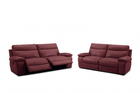 Moduláris kanapék - Set 2 canapele CASANOVA, canapea 3 locuri cu 2 reclinere electrice, 220x94 cm si canapea 2 locuri fara reclinere, 172x94 cm, Piele naturala Italiana
