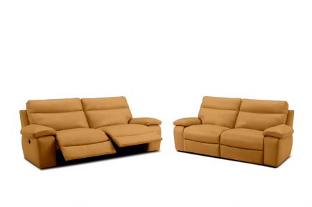 Set 2 canapele CASANOVA, canapea 3 locuri cu 2 reclinere electrice, 220x94 cm si canapea 2 locuri fara reclinere, 172x94 cm, Piele naturala Italiana [0]