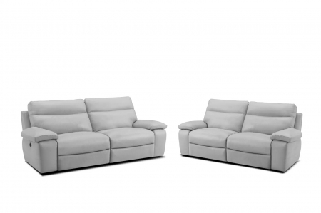 Set 2 canapele CASANOVA, canapea 3 locuri cu 2 reclinere electrice, 220x94 cm si canapea 2 locuri fara reclinere, 172x94 cm, Piele naturala Italiana [1]