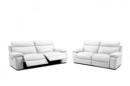 Set 2 canapele CASANOVA, canapea 3 locuri cu 2 reclinere electrice, 220x94 cm si canapea 2 locuri fara reclinere, 172x94 cm, Piele naturala Italiana [0]