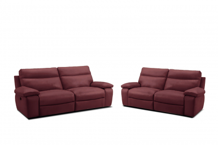 Set 2 canapele CASANOVA, canapea 3 locuri cu 2 reclinere electrice, 220x94 cm si canapea 2 locuri fara reclinere, 172x94 cm, Piele naturala Italiana [1]