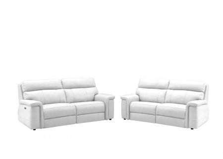 Set 2 canapele NABUCCO, canapea 3 locuri cu 2 reclinere electrice bi-motorizate, tetiere reglabile electric, port USB, 216x103 cm si canapea 2 locuri fara reclinere, 172x103 cm, Piele naturala Italian [1]