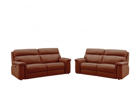 Set 2 canapele NABUCCO, canapea 3 locuri cu 2 reclinere electrice bi-motorizate, tetiere reglabile electric, port USB, 216x103 cm si canapea 2 locuri fara reclinere, 172x103 cm, Piele naturala Italian [1]
