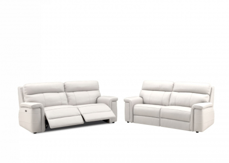 Set 2 canapele NABUCCO, canapea 3 locuri cu 2 reclinere electrice bi-motorizate, tetiere reglabile electric, port USB, 216x103 cm si canapea 2 locuri fara reclinere, 172x103 cm, Piele naturala Italian [0]