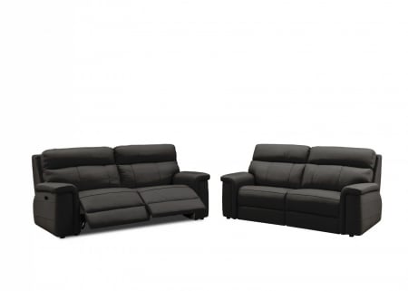 Set 2 canapele NABUCCO, canapea 3 locuri cu 2 reclinere electrice bi-motorizate, tetiere reglabile electric, port USB, 216x103 cm si canapea 2 locuri fara reclinere, 172x103 cm, Piele naturala Italian [0]