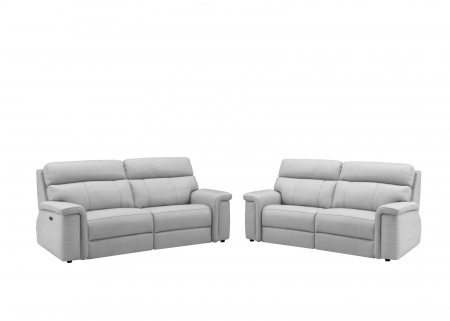 Set 2 canapele NABUCCO, canapea 3 locuri cu 2 reclinere electrice bi-motorizate, tetiere reglabile electric, port USB, 216x103 cm si canapea 2 locuri fara reclinere, 172x103 cm, Piele naturala Italian [1]