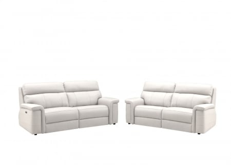 Set 2 canapele NABUCCO, canapea 3 locuri cu 2 reclinere electrice bi-motorizate, tetiere reglabile electric, port USB, 216x103 cm si canapea 2 locuri fara reclinere, 172x103 cm, Piele naturala Italian [1]