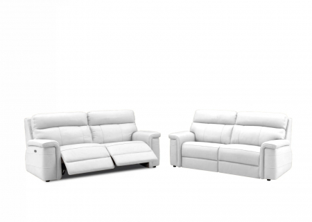 Set 2 canapele NABUCCO, canapea 3 locuri cu 2 reclinere electrice bi-motorizate, tetiere reglabile electric, port USB, 216x103 cm si canapea 2 locuri fara reclinere, 172x103 cm, Piele naturala Italian [0]
