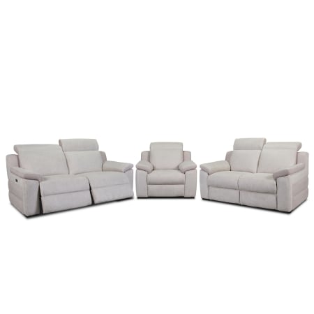Szövetkanapék - Set 3 canapele VENTADOR, 3-locuri cu 2-reclinere electrice, 2-locuri fara reclinere si fotoliu cu recliner electric, stofa bicolora
