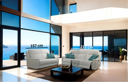 Set canapele ACCORDO, 3-locuri cu 2-reclinere electrice bi-motorizate si 2-locuri fara recliner, piele [3]