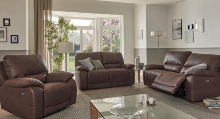 Set canapele ALLEGRA, 3-locuri cu 2-reclinere electrice  si 2-locuri fara recliner si fotoliu cu recliner electric, piele [1]