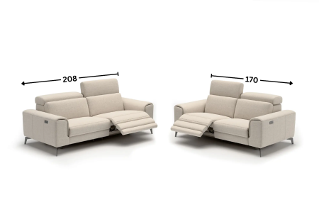 Set canapele BALTIC, 3 locuri cu 2 reclinere electrice (208 cm) și 2 locuri cu 2 reclinere electrice (170 cm), tetiere reglabile și port USB, stofă [3]