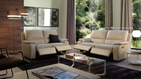 Set canapele DELYA, 3-locuri cu 2-reclinere electrice  si 2-locuri cu 2-reclinere electrice, piele [3]