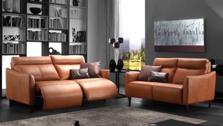 Relax kanapék - Set canapele MANERA, 3-locuri cu 2-reclinere electrice  si 2-locuri fara recliner, piele