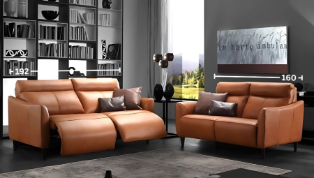 Set canapele MANERA, 3-locuri cu 2-reclinere electrice  si 2-locuri fara recliner, piele [1]
