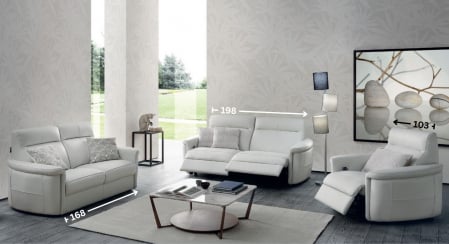Set canapele MARACANA, 3-locuri cu 2-reclinere electrice  si 2-locuri fara recliner si fotoliu cu recliner electric, piele [1]